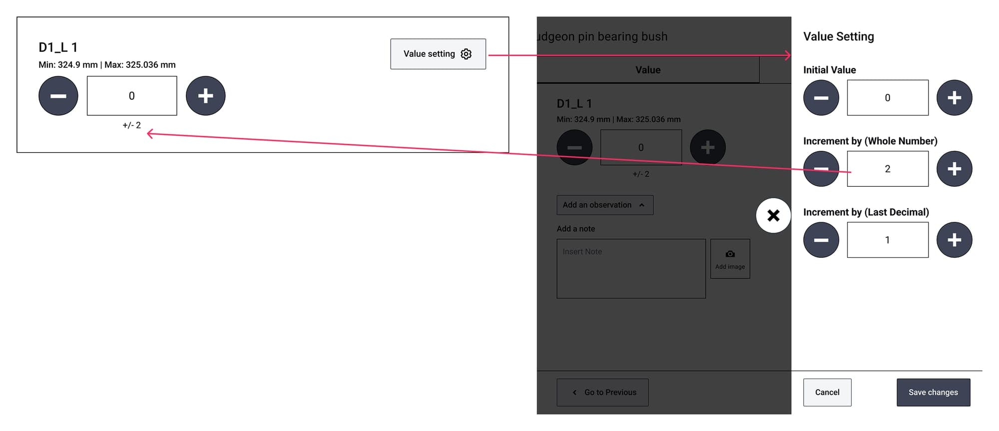 Preset increment/decrement buttons