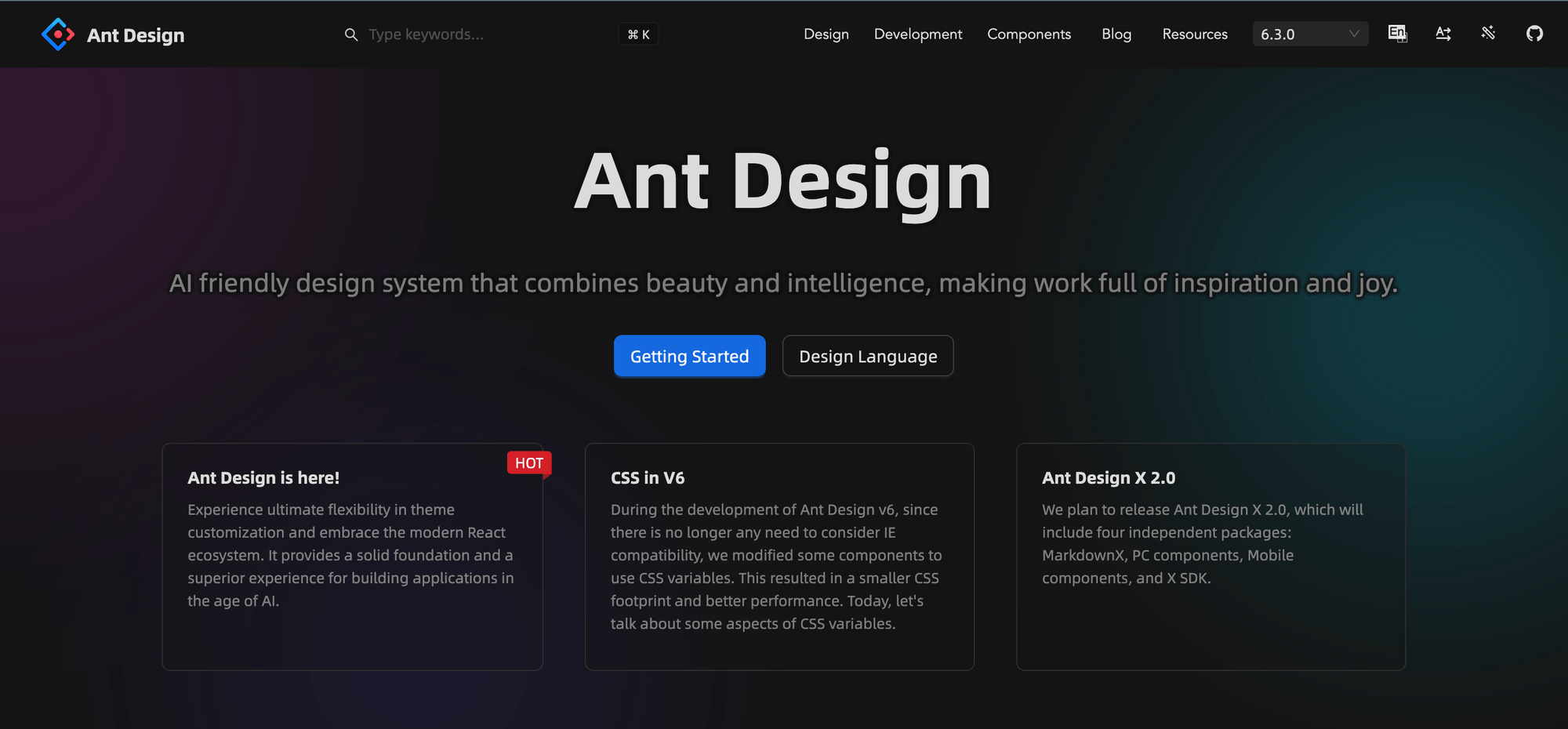 Ant Design is an open-source design system that primarily provides a UI components for React.